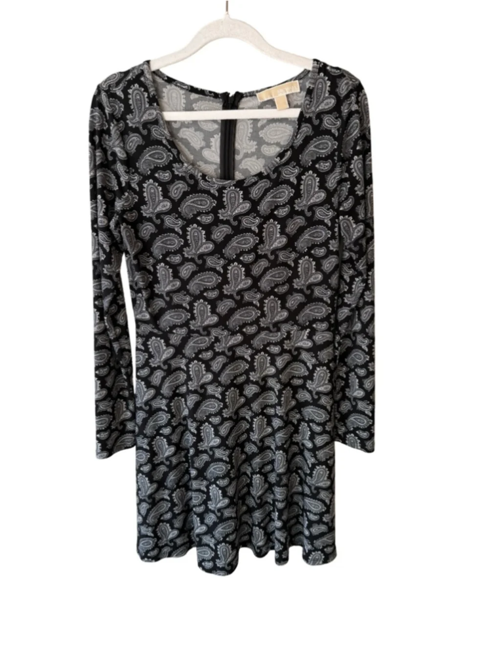 Michael Kors Black Paisley Long-Sleeve Mini Dress Size XS Classic Stretch Office